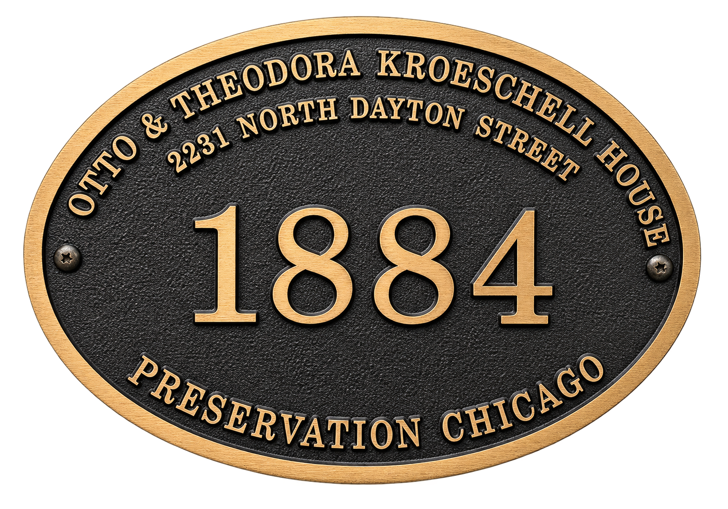 Bronze historic plaque installed at 2231 N. Dayton Street